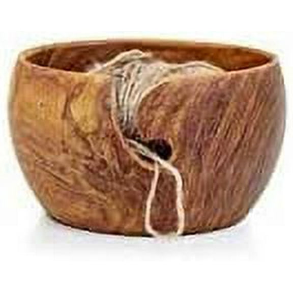 Nagina International Shedua Mozambique Sanded Wood Yarn Storage Premium Knitting Crochet Wool Bowl | Arts Crafts & Sewing Accessories Bowl (Medium)