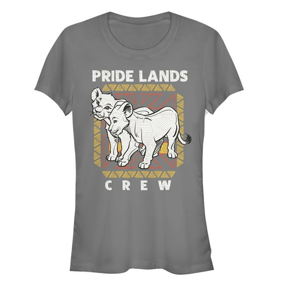 Junior's Lion King Simba & Nala Pride Lands Crew  Graphic Tee Charcoal 2X Large