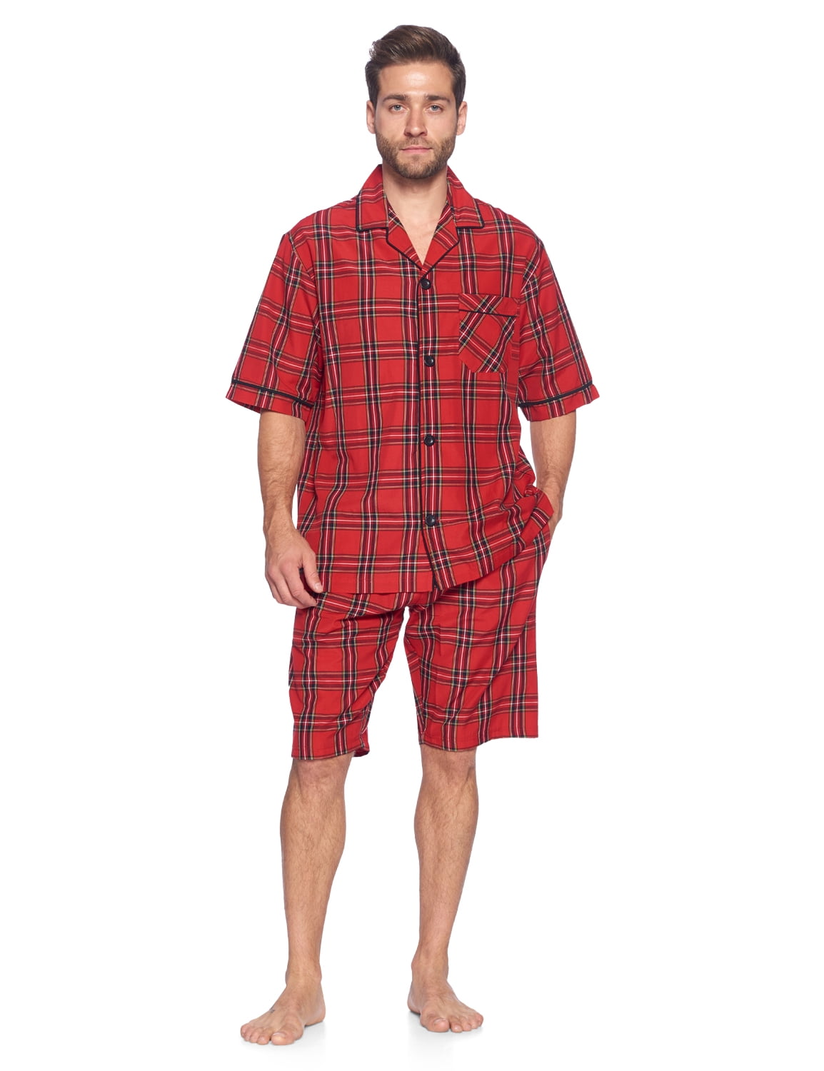 Kleding Herenkleding Pyjamas & Badjassen Pyjamashorts en pyjamabroeken Mens Chaps Golf Blue White Plaid Shorts Sz38 Flat Front 