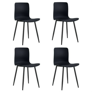 Modern Dining Chairs Set of 4, Curved Backrest Dining Chairs, Plastic Side Chairs, with Comfortable Seat and Metal Straight Legs, for Kitchen Living Room, Matte Black