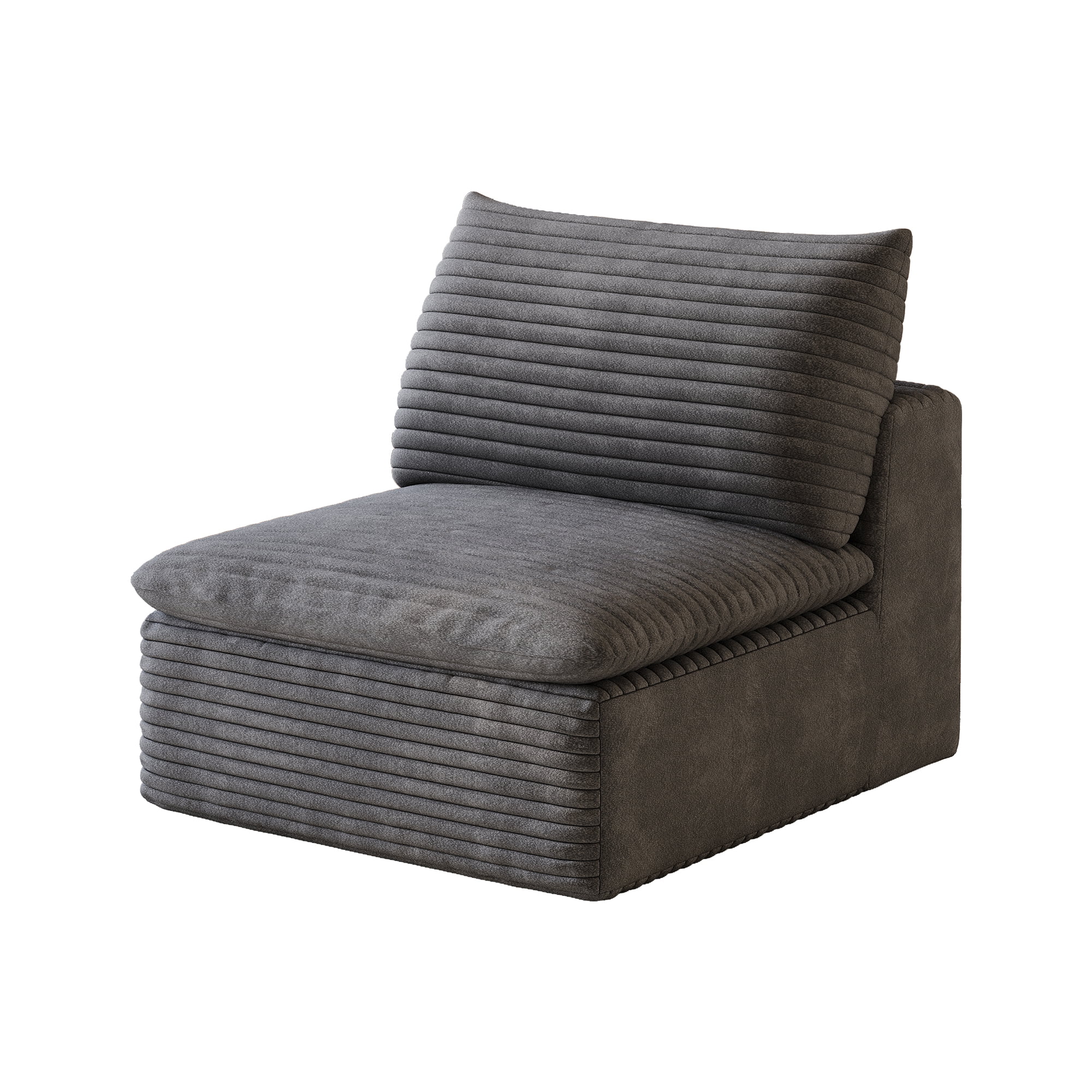 Modular Sofa with Middle Seat and Ottoman, Upholstered Sectional Couch and Modular Seating Set for Living Room, White