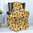 thumbnail image 4 of Colorful Soft Flannel Fleece Throw Blanket, Sketchy Hand Drawn Style Image of Vegetables Fruits with Striped Coral Backdrop, Cozy Plush for Indoor and Outdoor Use, 50" x 70", Multicolor, by Ambesonne, 4 of 5