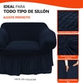 thumbnail image 3 of LABBA Fundas Elásticas para Sillones con Olanes, Juego de 3 Piezas, para Sofá Individual/Love Seat/Tres Plazas Color  Azul Marino, 3 of 8