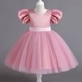 thumbnail image 2 of Mercatoo Toddler Girl Dress Summer Bubble Sleeve Bow Princess Dress Catwalk Performance Dress Girl's Casual Puffy Dresses, 2 of 9