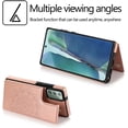 thumbnail image 3 of Design for Samsung Galaxy Note 20 5G Wallet Phone Case with Tempered Glass Screen Protector Credit Card Holder Slot, Leather Stand Kickstand Magnetic Back Flip Protective Cover Cases Rose gold, 3 of 12