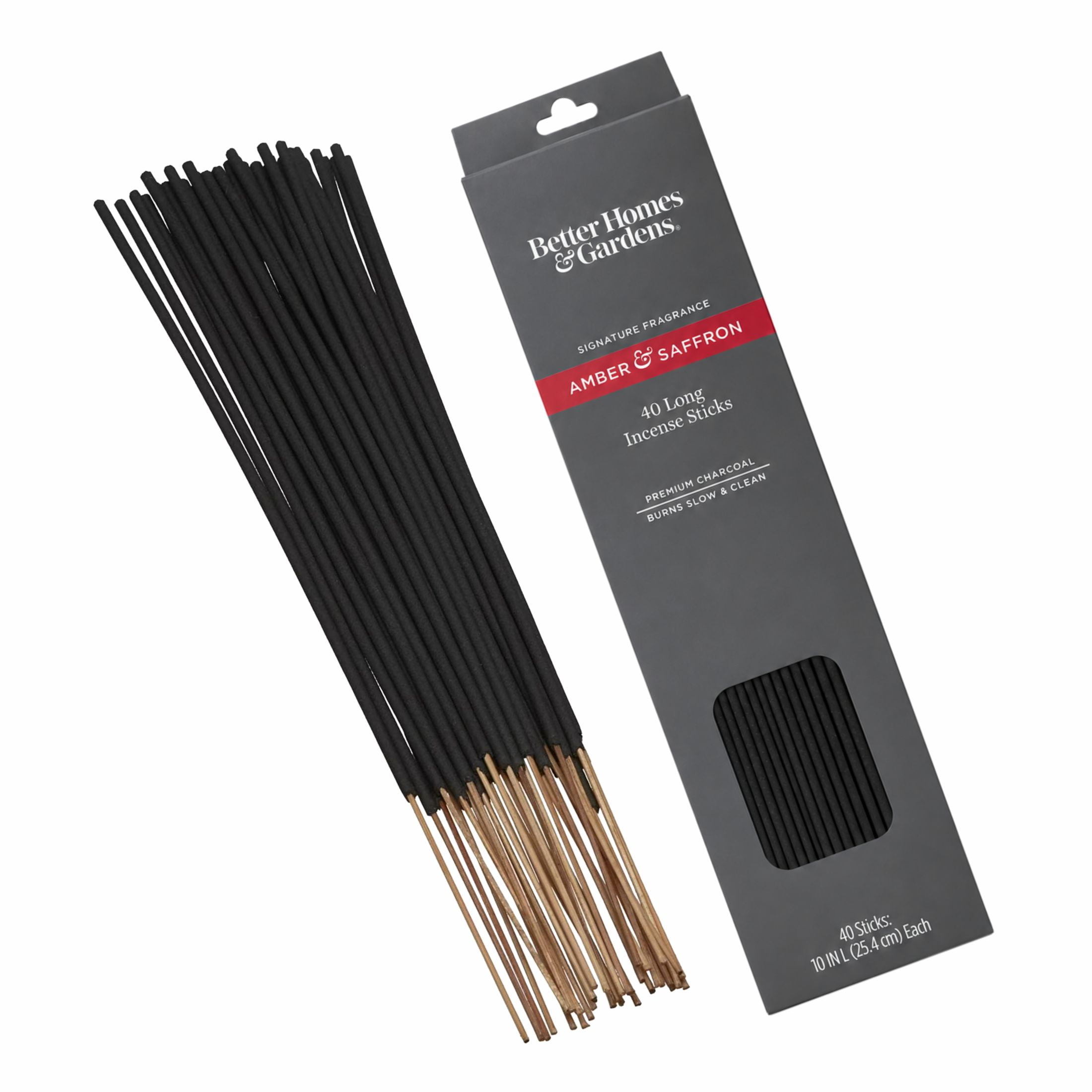 (3 pack) Better Homes & Gardens 10" Premium Charcoal Incense Sticks, Amber & Saffron, 40 Pack