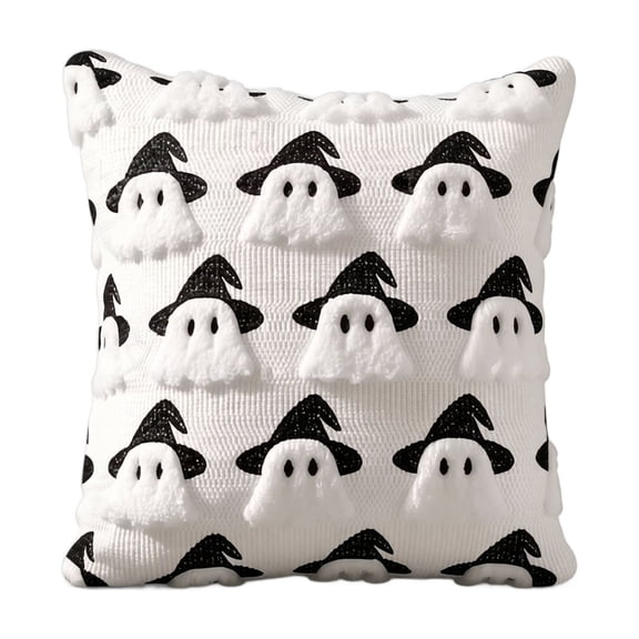 LSLXA Halloween Pillow Cover Decorations White Ghost Plush Knit Throw Pillow Covers 18X18 Pillow Covers For Fall Decor Chair Sofa Bedroom Living Room