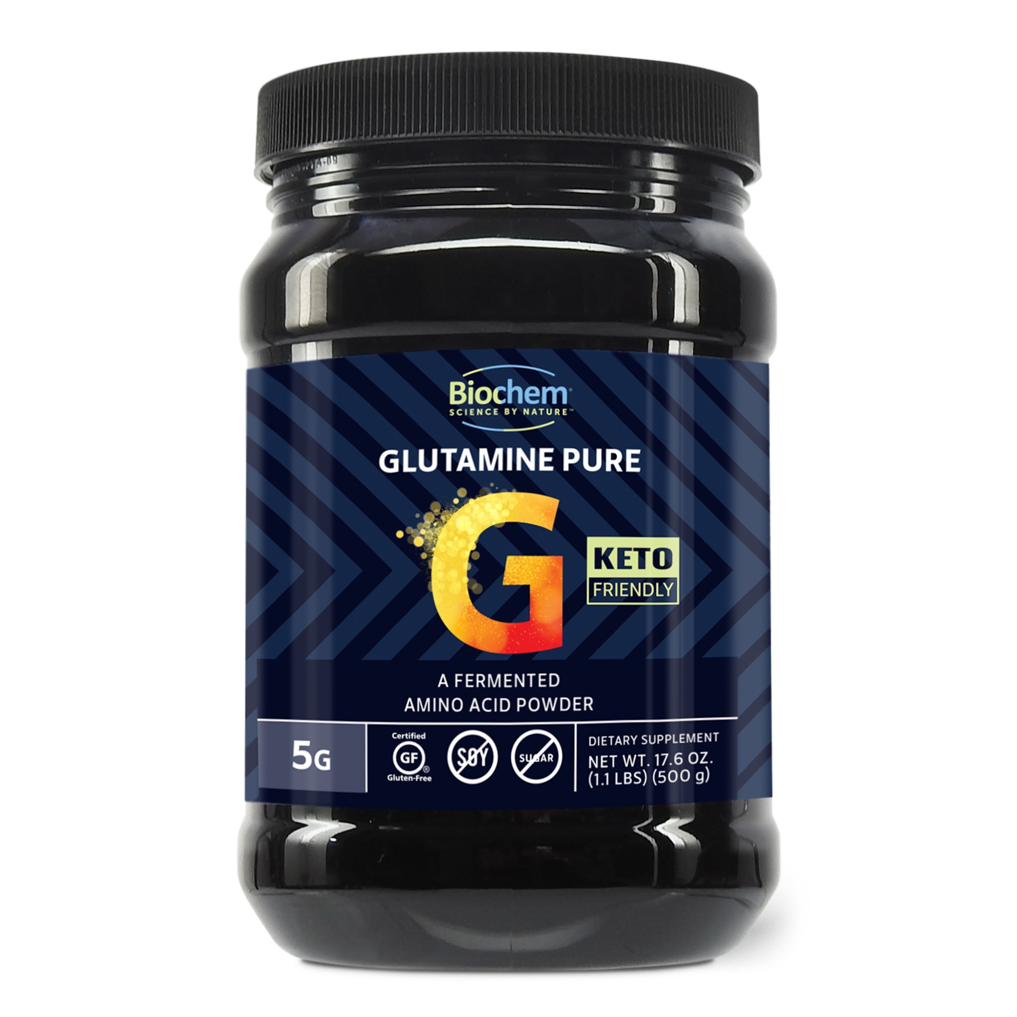 Biochem Glutamine Pure Powder 5g, 1.1 lbs, Certified Vegan, Certified Gluten Free, Keto Friendly
