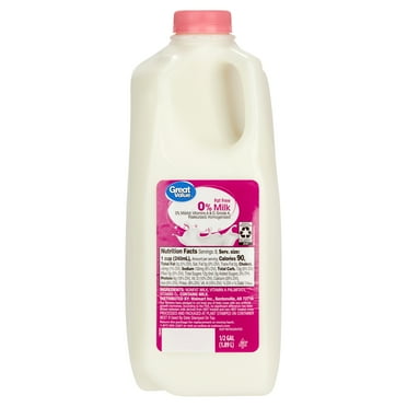 Great Value Milk, Fat Free, Unflavored, Half Gallon, 64 oz Jug