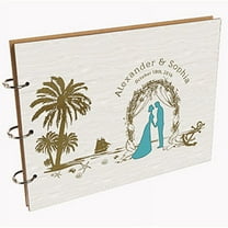 Darling Souvenir Personalized Engraved Laser Cut Wedding Guest Book Wooden Cover Sign-in Book Registry Guestbook Scrapbook-R7