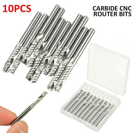 

10x Single Flute Carbide Cutter 1/8 Shank Spiral End Mill CNC Router Bits Tool