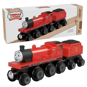 Thomas & Friends Wooden Railway Toy Train James Push-Along Wood Engine & Coal Car, Ages 2 