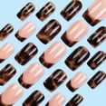 thumbnail image 3 of Uñas postizas adhesivas Thuoxde con punta francesa leopardo, 24 piezas, 3 of 7