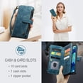 thumbnail image 2 of for Samsung Galaxy S20 FE Case Wallet for Women and Men, Samsung Galaxy S20 FE Case, PU Leather Magnetic Flip Strap Wristlet Zipper Card Holder Wallet Business Phone Cover for S20 FE, Blue, 2 of 10