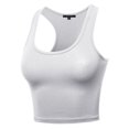 thumbnail image 2 of A2Y Women's Basic Cotton Casual Scoop Neck Sleeveless Cropped Racerback Tank Tops White L, 2 of 3