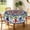 Blue and red flowers, variant on Lfeey Round Tablecloth, Polyester, Wipeable Oil-Resistant, Floral, 60 inches