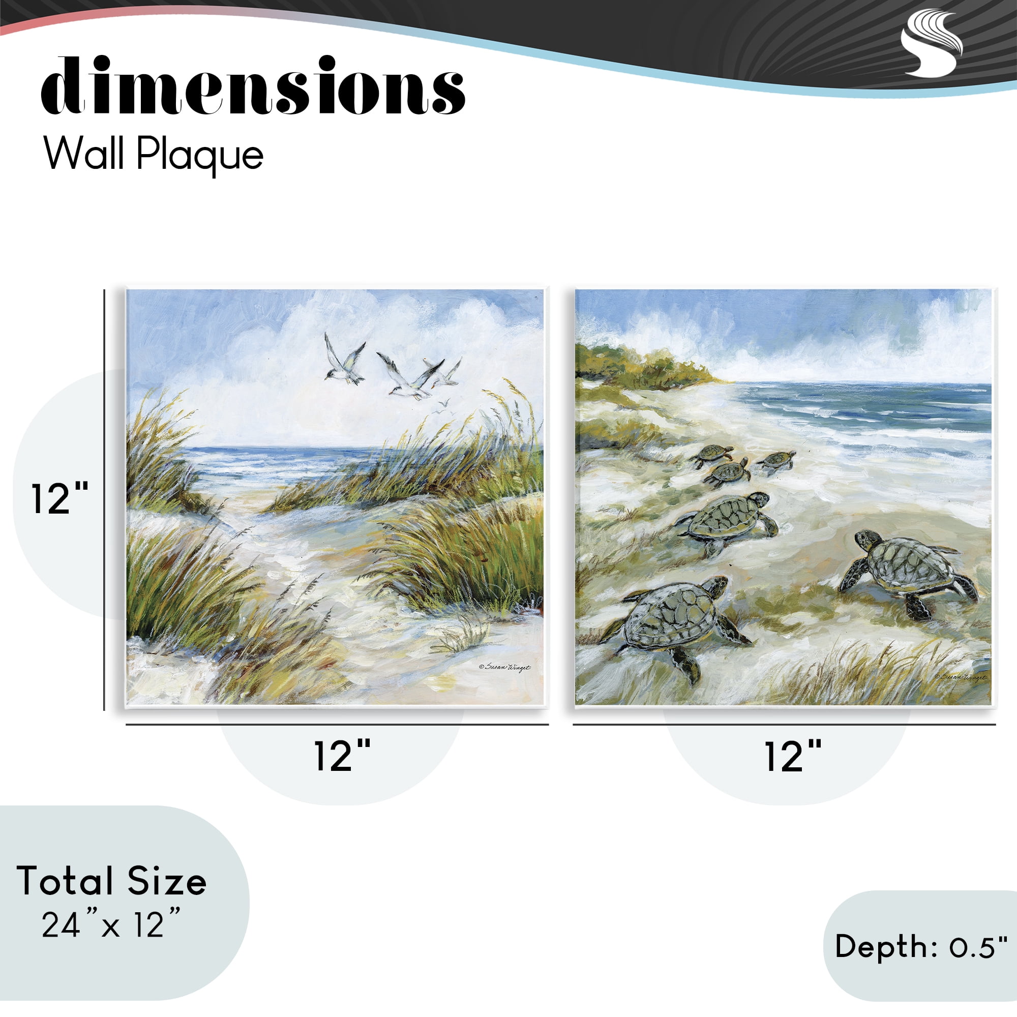 Stupell Industries Beach Creatures on Dunes 2 Piece Wall Plaque Art Set, design by Susan Winget