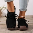 thumbnail image 2 of Women’s Suede Lace Up Loafers, Lightweigh Casual Style Casual Boat Shoes, Slip On Comfort Walking Flats Black-Q 6(37), 2 of 7