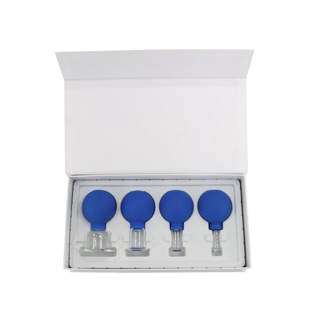 Minnieouse Juego de ventosas de 4 Uds., accesorio profesional para salón de casa, herramienta de masaje de succión de tamaño pequeño, masajeadores Azul Caja de regalo