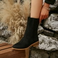thumbnail image 5 of Suede Ankle Boots for Women Low Stacked Heeled Booties Casual Dressy Zipper Mid Calf Fall Boots, 5 of 6