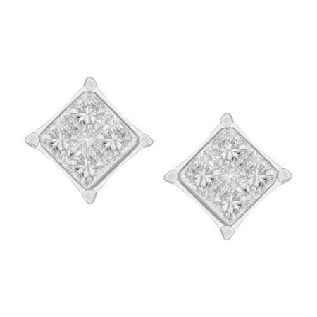 Princess-Cut Diamond-Accent Stud Earrings in 10kt White Gold