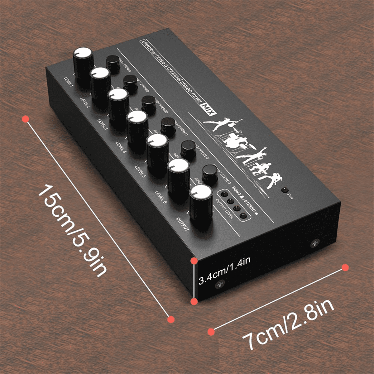 Mini Stereo Audio Mixer 6 Channel Microphone Mixer Instrument Expander for Guitar/Electric Keyboard/Amplifier/Speaker,Black