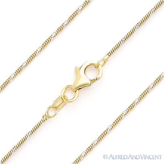 1mm 14k GOLD PLATED STERLING SILVER 925 ITALIAN SNAKE CHAIN NECKLACE JEWELRY 