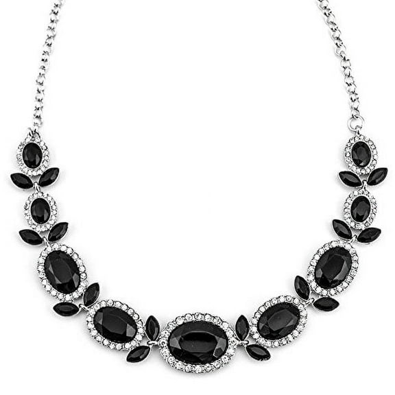 Elegant Black Crystal Statement Necklace with Rhinestone Accents - Special Occasion Jewelry Necklace