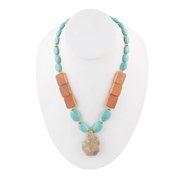 Lucia Turquoise Magnesite and Wood Necklace
