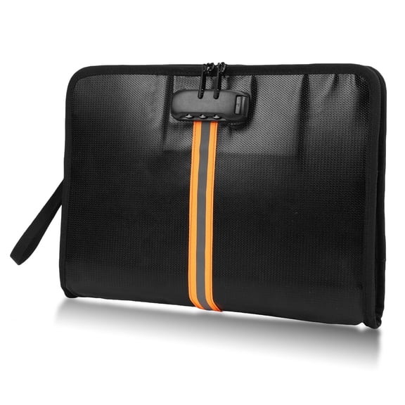 Fireproof Document Bag,13"×9.2" Fireproof Money Bag,with Combination Lock,Suitable for Tablets, A4 Documents, Cash, Mobile Phones, Credit Cards and Files,Orange