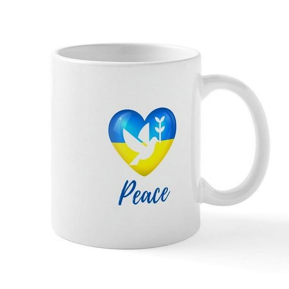 CafePress - Ukraine Flag Peace Dove Mugs - 11 oz Ceramic Mug - Novelty Coffee Tea Cup