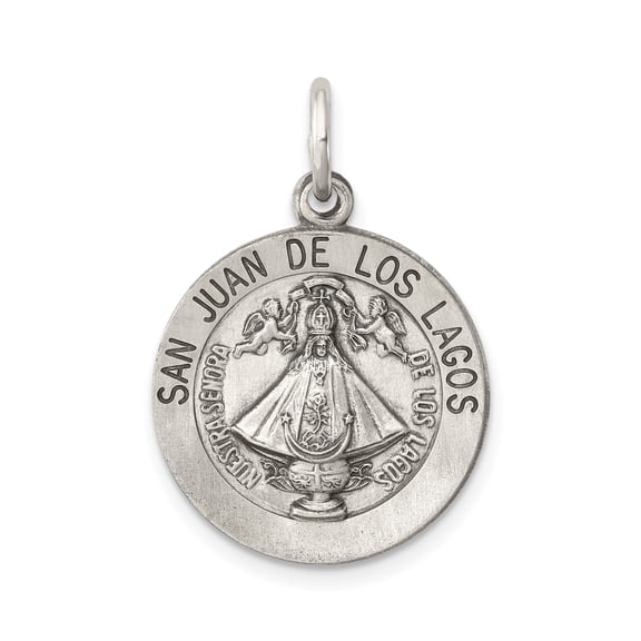 Sterling Silver San Juan de los Lagos Catholic Medal Pendant for Women and Unisex, Our Lady Religious Medallion with Angels, Spiritual Jewelry Symbolizing Faith and Protection