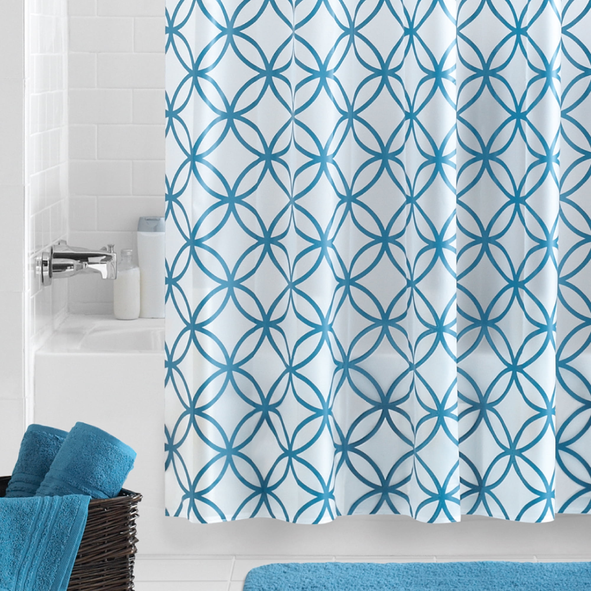 Mainstays Hadley Blue Waterproof Peva Shower Curtain 1 Each
