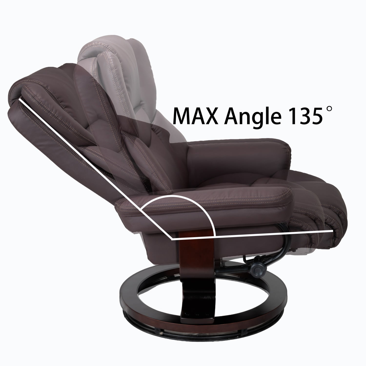 Hommoo 8-Point Massage Recliner with Ottoman, Heated Faux Leather Reclining Chair ,Bent Wood Base, Indoor Lounge TV Armchair with Footrest, Brown