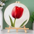 thumbnail image 3 of Red Tulips Flower Stamped Cross Stitch Kits for Beginners with Hoop Simple Patterns 11CT Counted Embroidery Needlepoint Crafts Arts for DIY Enthusiasts and Home Decor 26x26cm, 3 of 8