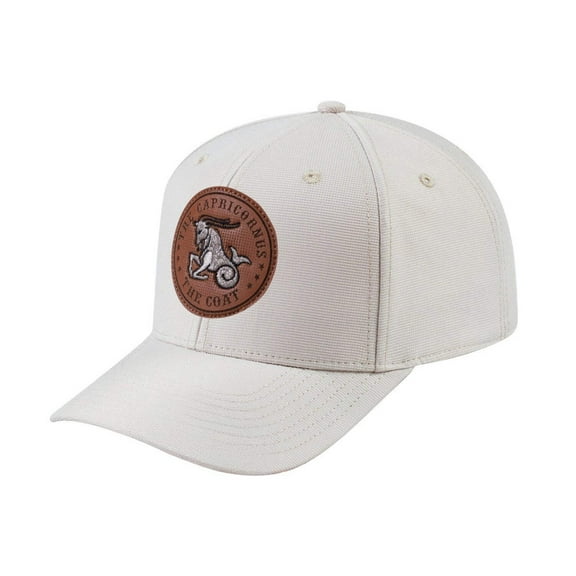 Unisex V2 Embroidered And Laser-Engraved Capricorn Zodiac (December 22, January 19), 6-Panel Baseball Cap, Beige/Beige, Adjustable Fit