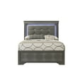 thumbnail image 3 of Modern LED Light King Panel Upholstered Bed Wooden Master Bedroom 5pc Set Gray, 3 of 7