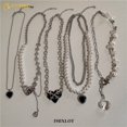 thumbnail image 2 of Collar Con Colgante De Borla De Corazón Elegante , Gargantilla De Cadena De Plata Costura De Perlas Para Mujeres Accesorios De Joyería, 2 of 4