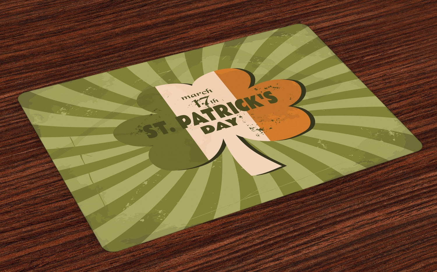 St. Patrick's Day Placemats Set of 4 Celebration Clover Retro Grunge