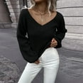 thumbnail image 1 of Hot6sl Pull Uni pour Femmes Col en V Haut Ample Pull à Manches Longues Pull Col en V, 1 of 6