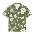 thumbnail image 5 of DJDLJWCJ Teen Boys Hawaiian Short Sleeve Button-Up Shirt Summer Fashion Printed Short Sleeve polo Shirts Stretch Beach Shirt Army Green Size 7-8Years, 5 of 8