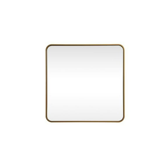 30 x 30 in. Soft Corner Metal Square Mirror, Brass