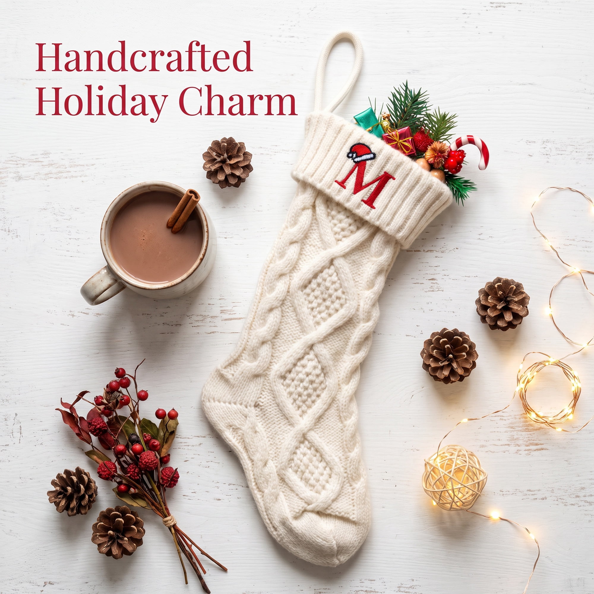 Unique Bargains Canine Bone Christmas Stocking Luxury Puppy Holiday Keepsake Sack Letter M 17"