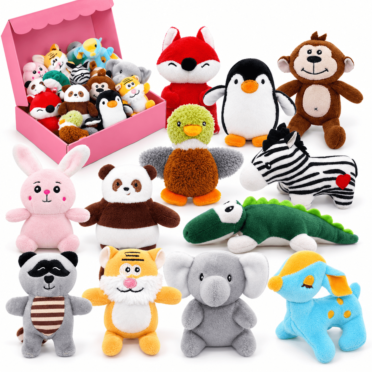 Small 12 Pack Plush Squeaky Animal Dog Toys for Small Dogs and Puppies