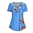 thumbnail image 5 of MYLookk Women Summer Pleated Short Sleeve Tunic Tops Button Down Casual Blouse, 5 of 7