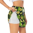thumbnail image 3 of Lsque Fresh Avocado Printed Women's Running Shorts with Liner Pockets,Elastic Quick Dry Workout Athletic Gym Yoga Shorts,Womens High Waist Shorts-Large, 3 of 9
