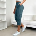 thumbnail image 5 of Capris pour Femmes, Yigetop Capris Cargo à Coupe Décontractée pour Femmes Pantalons de Randonnée Été Voyage Plein Air Décontractés Amples Confortables Pantalons Raccourcis Capris Cargo pour Femmes Bleu Ciel 2TG, 5 of 5
