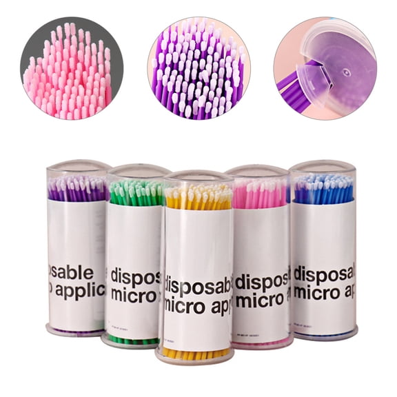 MLINS Micro Applicator Brush for Eyelash Extensions and Cleaning Disposable PVC Nylon Wool Assorted Color