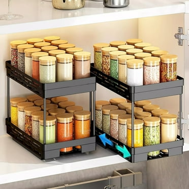Pull Out Spice Rack Organizer for Cabinet, 2 Pack Widen Slide Out Spice Racks