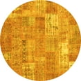 thumbnail image 1 of Ahgly Company Machine Washable Indoor Round Patchwork Yellow Transitional Area Rugs, 5' Round, 1 of 4